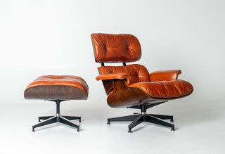 Eames Lounge Chair & Ottoman by Herman Miller - 3rd Generation in Orange Leather