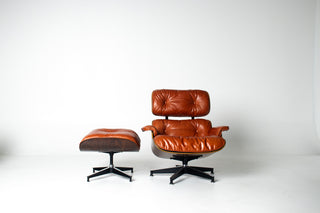Eames Lounge Chair & Ottoman by Herman Miller - 3rd Generation in Orange Leather