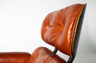Eames Lounge Chair & Ottoman by Herman Miller - 3rd Generation in Orange Leather