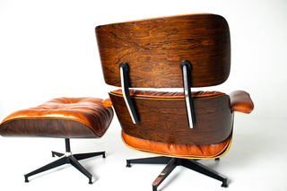 Eames Lounge Chair & Ottoman by Herman Miller - 3rd Generation in Orange Leather
