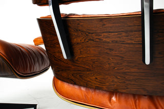 Eames Lounge Chair & Ottoman by Herman Miller - 3rd Generation in Orange Leather