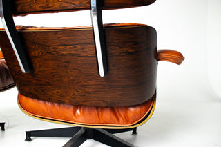 Eames Lounge Chair & Ottoman by Herman Miller - 3rd Generation in Orange Leather