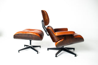 Eames Lounge Chair & Ottoman by Herman Miller - 3rd Generation in Orange Leather
