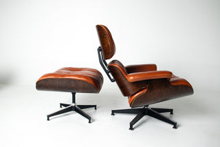 Eames Lounge Chair & Ottoman by Herman Miller - 3rd Generation in Orange Leather