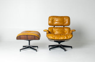Eames Lounge Chair & Ottoman – 3rd Generation in Brazilian Rosewood and Full Aniline Yellow Leather