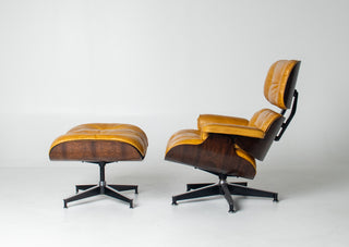 Eames Lounge Chair & Ottoman – 3rd Generation in Brazilian Rosewood and Full Aniline Yellow Leather