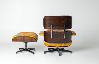 Eames Lounge Chair & Ottoman – 3rd Generation in Brazilian Rosewood and Full Aniline Yellow Leather