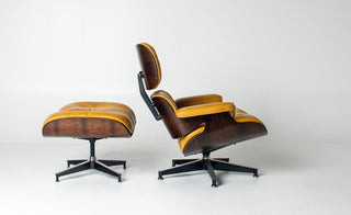 Eames Lounge Chair & Ottoman – 3rd Generation in Brazilian Rosewood and Full Aniline Yellow Leather