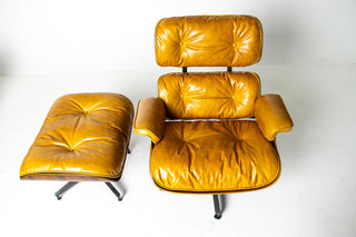 Eames Lounge Chair & Ottoman – 3rd Generation in Brazilian Rosewood and Full Aniline Yellow Leather
