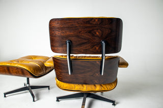 Eames Lounge Chair & Ottoman – 3rd Generation in Brazilian Rosewood and Full Aniline Yellow Leather