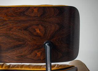 Eames Lounge Chair & Ottoman – 3rd Generation in Brazilian Rosewood and Full Aniline Yellow Leather