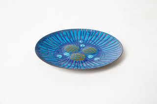 Rare Annemarie Davidson Enamel Catch-All Dish — “Blue Ghostline,” 1960s