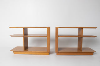 Pair of Brown Saltman Three-Tier Side Table