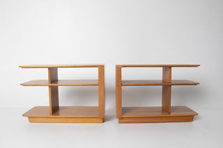 Pair of Brown Saltman Three-Tier Side Table