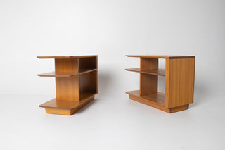 Pair of Brown Saltman Three-Tier Side Table