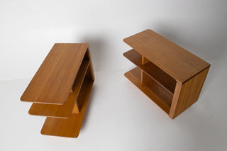 Pair of Brown Saltman Three-Tier Side Table