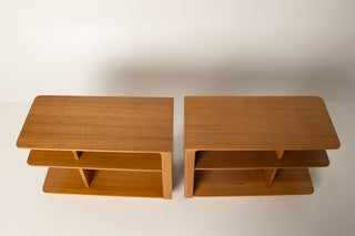 Pair of Brown Saltman Three-Tier Side Table