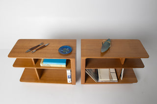 Pair of Brown Saltman Three-Tier Side Table