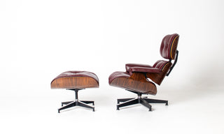 2nd Generation Eames Lounge Chair and Ottoman in Rosewood & Red Leather by Herman Miller (Model 670/671)