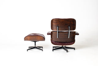 2nd Generation Eames Lounge Chair and Ottoman in Rosewood & Red Leather by Herman Miller (Model 670/671)
