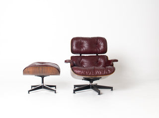 2nd Generation Eames Lounge Chair and Ottoman in Rosewood & Red Leather by Herman Miller (Model 670/671)