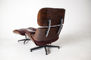 2nd Generation Eames Lounge Chair and Ottoman in Rosewood & Red Leather by Herman Miller (Model 670/671)