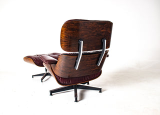 2nd Generation Eames Lounge Chair and Ottoman in Rosewood & Red Leather by Herman Miller (Model 670/671)