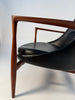 profile of elizabeth chair in teak and black leather 