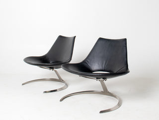 Pair of "Scimitar" Lounge Chairs by Preben Fabricius and Jørgen Kastholm
