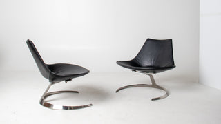Pair of "Scimitar" Lounge Chairs by Preben Fabricius and Jørgen Kastholm