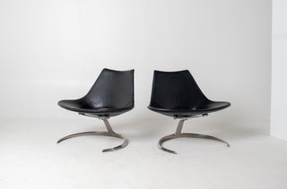 Pair of "Scimitar" Lounge Chairs by Preben Fabricius and Jørgen Kastholm