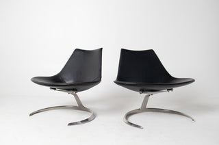 Pair of "Scimitar" Lounge Chairs by Preben Fabricius and Jørgen Kastholm