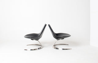 Pair of "Scimitar" Lounge Chairs by Preben Fabricius and Jørgen Kastholm