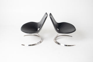 Pair of "Scimitar" Lounge Chairs by Preben Fabricius and Jørgen Kastholm