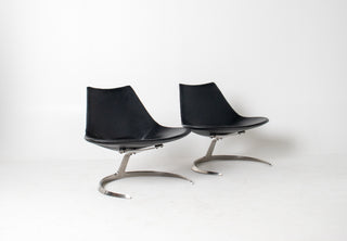 Pair of "Scimitar" Lounge Chairs by Preben Fabricius and Jørgen Kastholm
