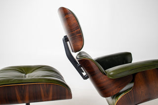 3rd Generation Eames Lounge Chair and Ottoman in Brazilian Rosewood and Moss Green Leather
