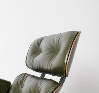 3rd Generation Eames Lounge Chair and Ottoman in Brazilian Rosewood and Moss Green Leather