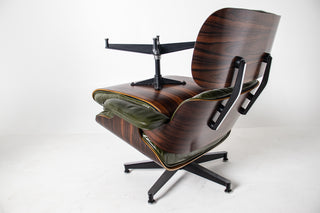 3rd Generation Eames Lounge Chair and Ottoman in Brazilian Rosewood and Moss Green Leather