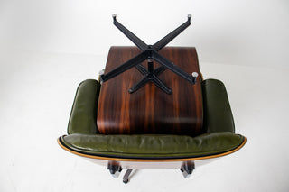 3rd Generation Eames Lounge Chair and Ottoman in Brazilian Rosewood and Moss Green Leather