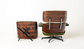 3rd Generation Eames Lounge Chair and Ottoman in Brazilian Rosewood and Moss Green Leather
