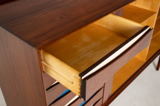 Arne Vodder Rosewood Credenza with Blue & White Drawers, Denmark, 1960