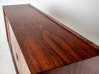 Arne Vodder Rosewood Credenza with Blue & White Drawers, Denmark, 1960