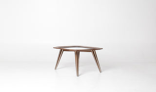 Filippo Chissotti Biomorphic Walnut & Glass Cocktail Table, Italy, c. 1950s–60s