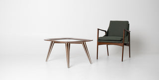 Filippo Chissotti Biomorphic Walnut & Glass Cocktail Table, Italy, c. 1950s–60s