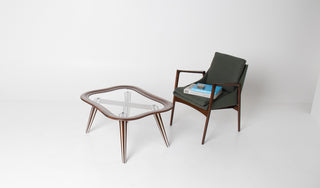 Filippo Chissotti Biomorphic Walnut & Glass Cocktail Table, Italy, c. 1950s–60s