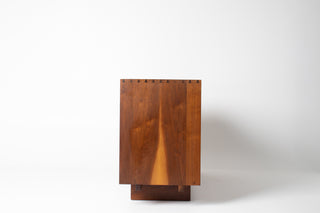 Wooden side table on a white background