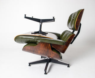3rd Generation Eames Lounge Chair and Ottoman in Brazilian Rosewood & Green Leather