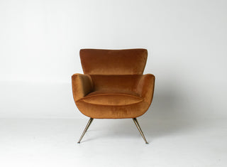 Henry Glass “Forecast” Lounge Chair in Bronze Velvet