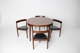 Vintage Hans Olsen Roundette table and chairs with original vinyl seats