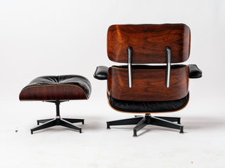 1st Generation Eames Lounge Chair in Rosewood with New Black Leather